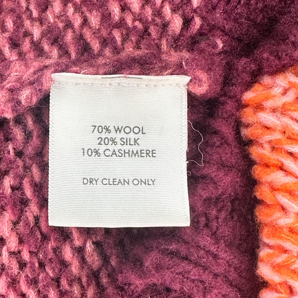 White + Warren Size S Cashmere/Wool-Silk Blend Colorful Striped Women's Sweater - Picture 11 of 11